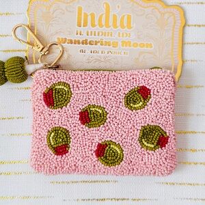 Wandering Moon Beaded Olive Martini Coin Pouch Bag Charm NWT